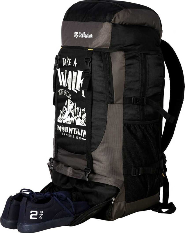 SBCOLLECTION Compact Rucksack Travel Bag for Trekking, Hiking with Shoe Compartment 72 L Laptop Backpack(Grey)