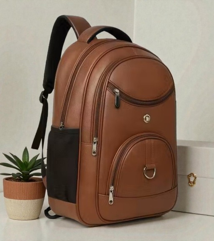 MICXO Laptop Backpack Classic Leather Laptop Bag For School College Men and Women 28 L Laptop Backpack(Tan)