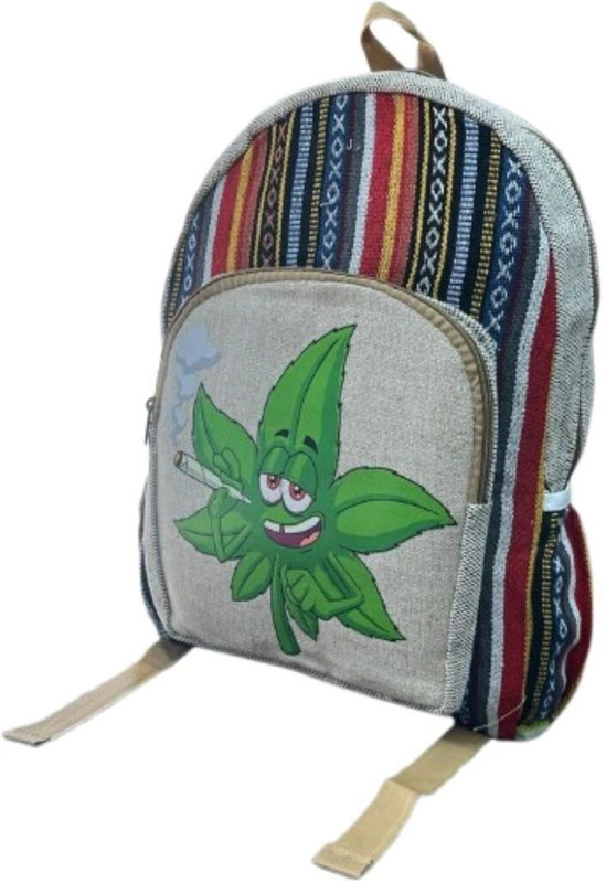 OJASH Backpack with Hemp Leaf Character Print, Ethnic Striped Pattern, Daypack 17 L Laptop Backpack(Multicolor)