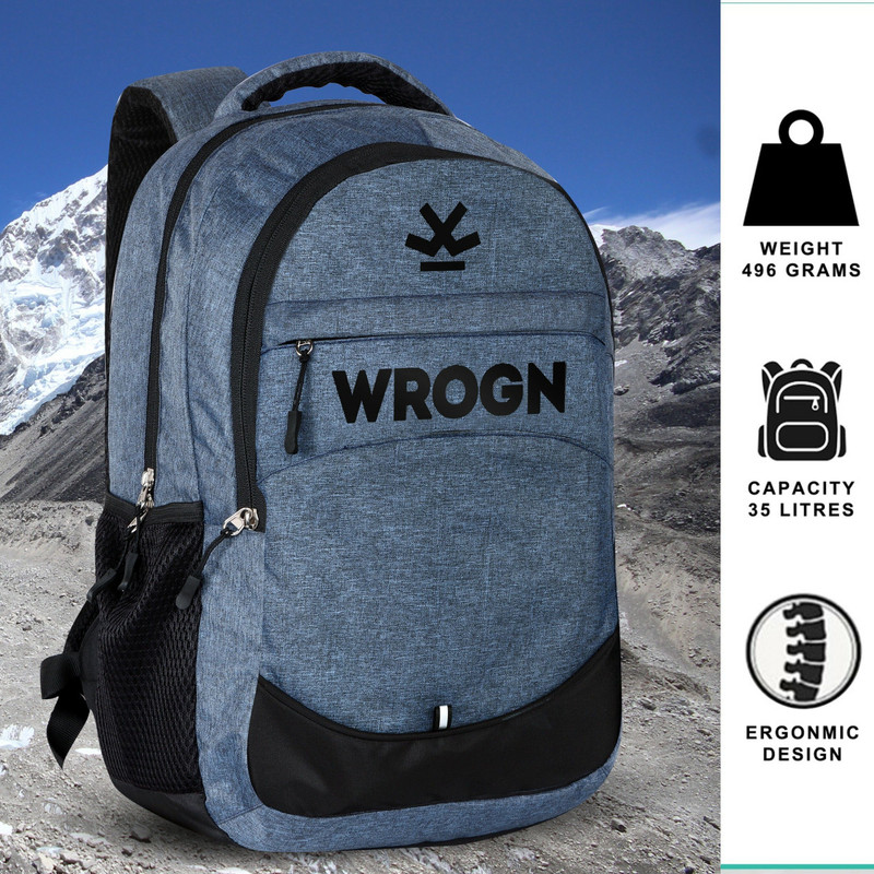 WROGN SEMI LARGE EXPANDABLE PREMIUM FPR MEN & WOMEN 34 L Laptop Backpack(Blue)