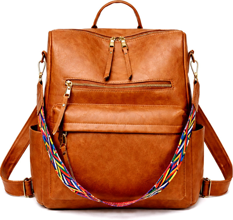 Craftwood Backpack Purse for Women Shoulder Bag Ladies Crossbody Handbag PU Leather 20 L Backpack(Tan)