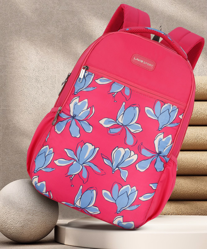 Lavie Sport Bloomy Floral Printed School 32 L Backpack(Pink)