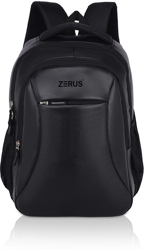 ZERUS Pu Leather School Bag Black with 3 Compartment Bag for Men Women Boys & Girls 30 L Trolley Laptop Backpack(Black)