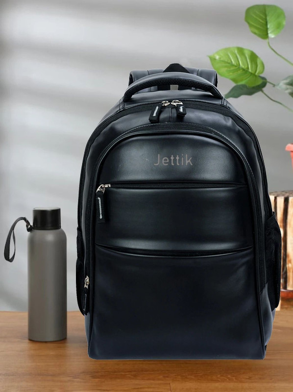 jir fashion Vegan Leather Travel College Office Bag Backpack 40 L Laptop Backpack(Black)