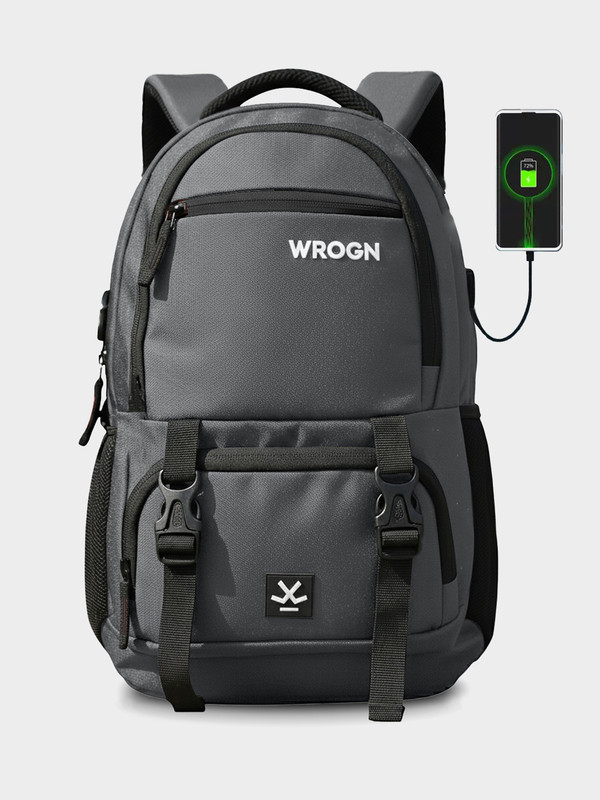 WROGN ASHPER Unisex with USB Port and Rain Cover 40 L Laptop Backpack(Grey)