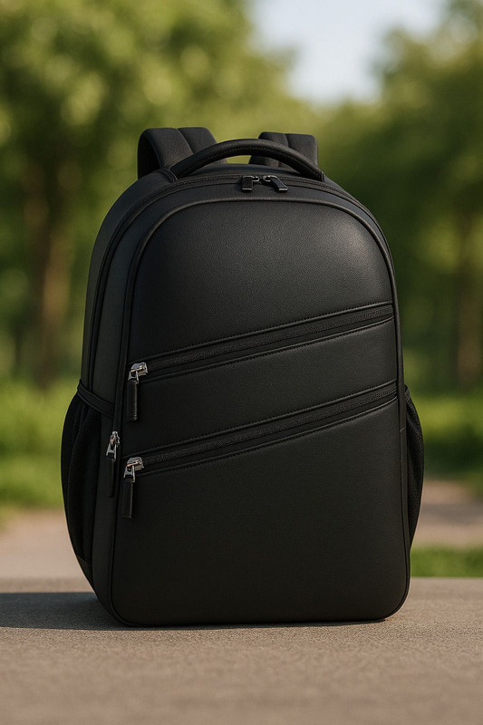 HouseOfCommon VINTAGE Classic Faux Leather Travel Backpack College Backpack for Men and Women 28 L Laptop Backpack(Black)