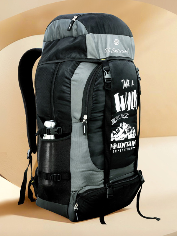 SBCOLLECTION UNISEX WaterProof Mountain Rucksack/Hiking/Trekking/Camping Bag/Travel 60 L Backpack(Black, Grey)