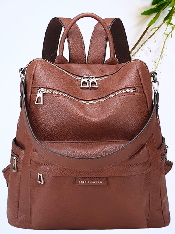 MomsyStore Office Backpack Purse for Women and Girls Leather Bags for Daily Travel 24 L Backpack(Tan)