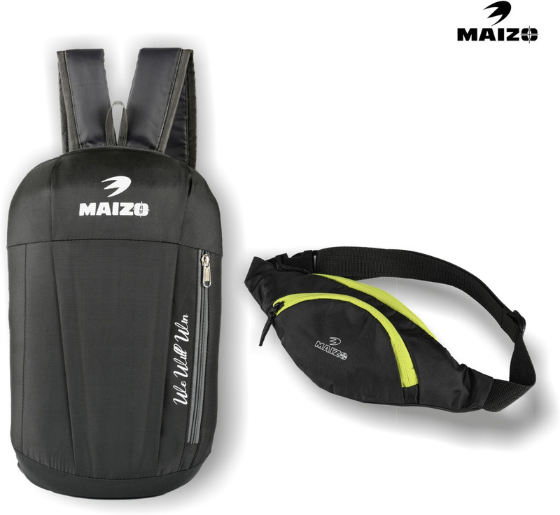 MAIZO Small Backpack with 3-Zip Waist Bag / Fanny Pack 10 L Backpack(Grey)