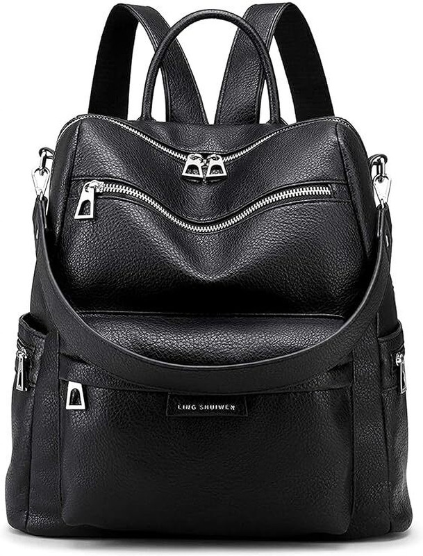 DGee Leather Backpack For Women and Girl Anti-theft Purse for Travel 25 L Backpack(Black)