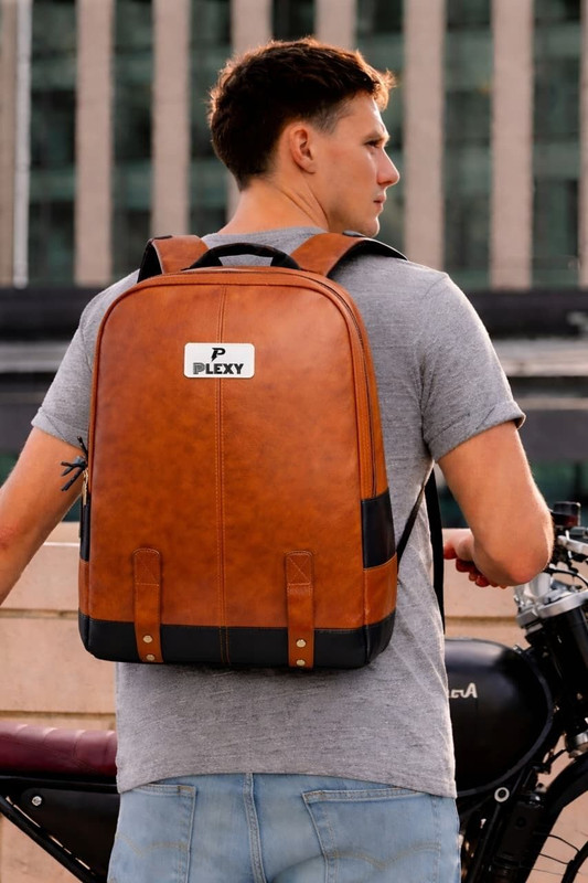 PLEXY Faux Leather Water Resistant Anti Theft 40 L Laptop Backpack(Brown)