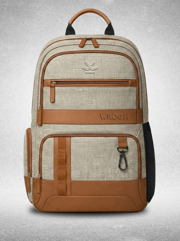 WROGN Unisex Urban Heritage Pro Laptop Backpack with Anti Theft Pocket & Rain Cover 40 L Laptop Backpack(Beige)