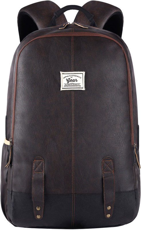 Gear Classic Leather without Anti Theft 28 L Laptop Backpack(Black)