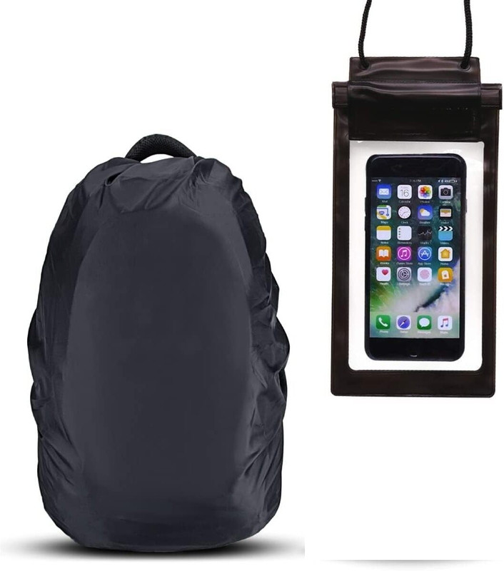 shoparam Waterproof Rain & Dust Cover for Backpack with Pouch Mobile Rain Protect Cover Waterproof School Bag Cover(M)
