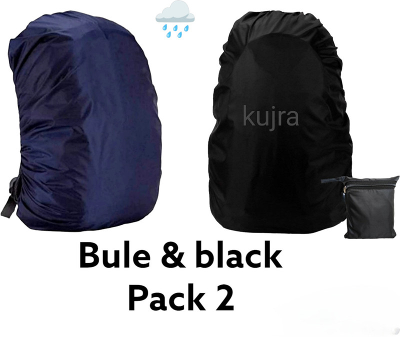KujrAEnterprise backpack waterproof cover black and blue pack of 2 Waterproof School Bag Cover(30L Pack of 2)