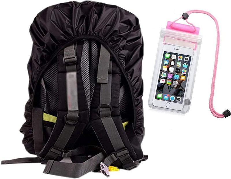 SeaRegal waterproof bag cover with mobile cover Laptop Bag Cover, Luggage Bag Cover, School Bag Cover, Trekking Bag Cover(M)