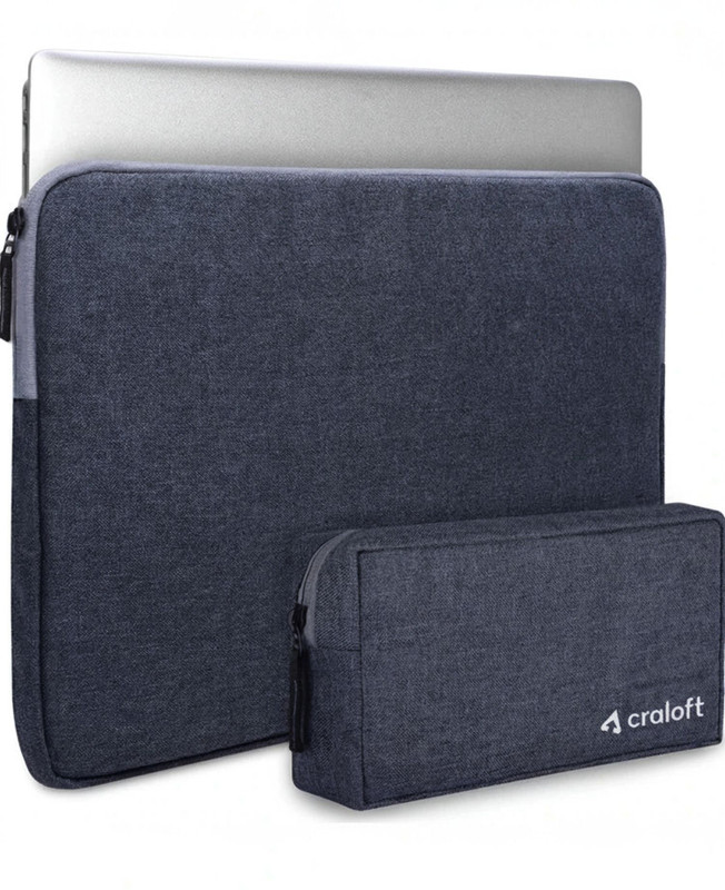 CRALOFT Minimalist L26 Slip Case Bag with Charger Pouch Laptop Sleeve/Cover(Grey, 15.6 inch)