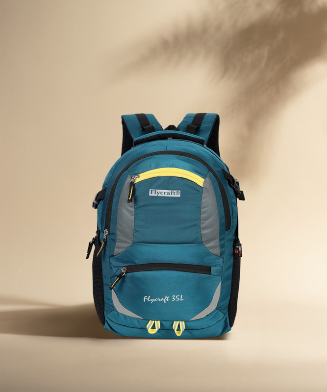 Flycraft simna.1381/1 Airport Blue yellow spacy unisex laptop backpack and travel bag office bag with reflective strip style. Waterproof Backpack(Light Green, 30 L)