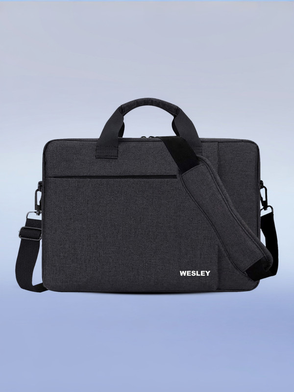 WESLEY 15.6 inch office laptop Waterproof Messenger Bag(Grey, 15 L)