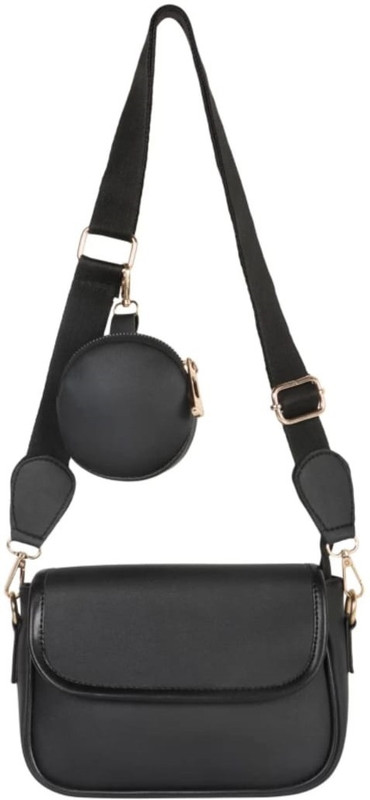 SIJJEEL Black Women Sling Bag Waterproof Sling Bag(Black, 4 L)