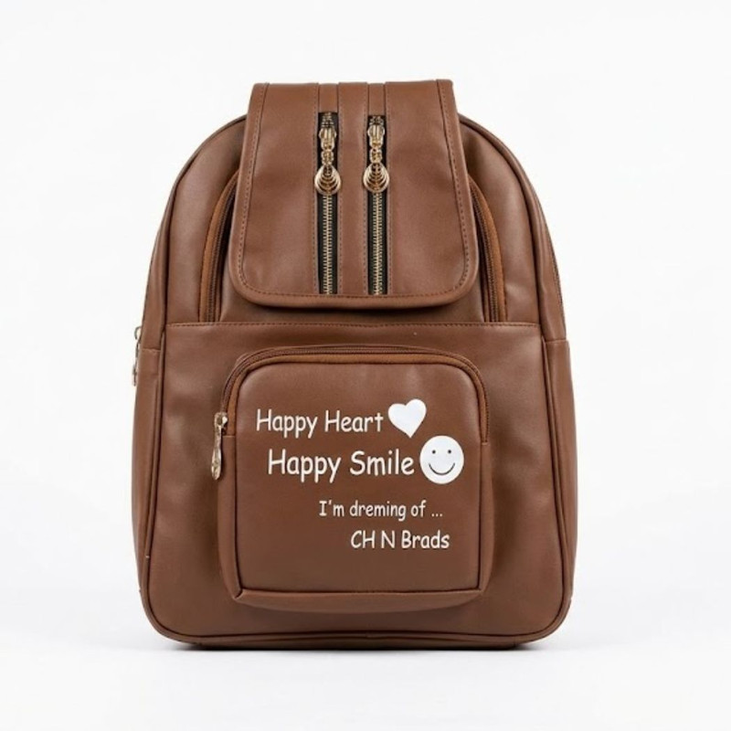 ONLINIA High-Quality PU Leather Backpack for Women & Girls Backpack(Brown, 1 L)
