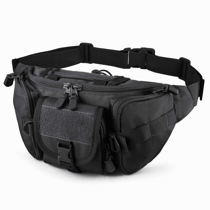 TRIEMP Unisex Waist Bag Tractical Military Waist Pack Chest Bag Pouch A8 Waist Bag(Black)