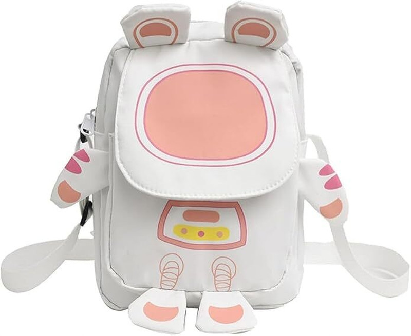 TAYLORED HOME Student Bag Crossbody Bag Small Shoulder Purse for Women Astronaut Messenger Waterproof Messenger Bag(Pink, White, 5 L)