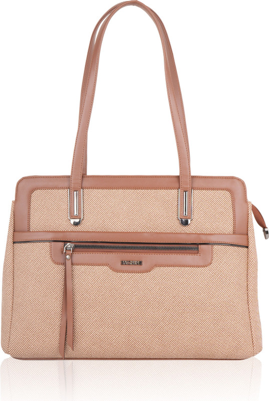 Bagnine Laptop Bag for Women - Beige | Textured Stylish Handbag | Front Zip Pocket Messenger Bag(Beige, 10 L)