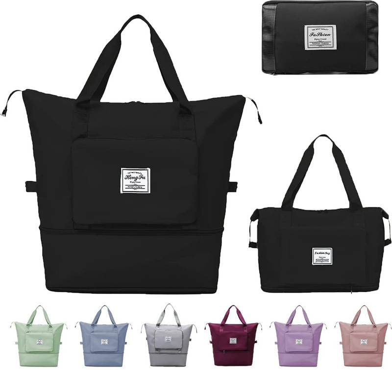 Kardiff Foldable Travel Duffle Bag Large Capacity Folding Carry Bag for Women Backpack(Black, 10 L)