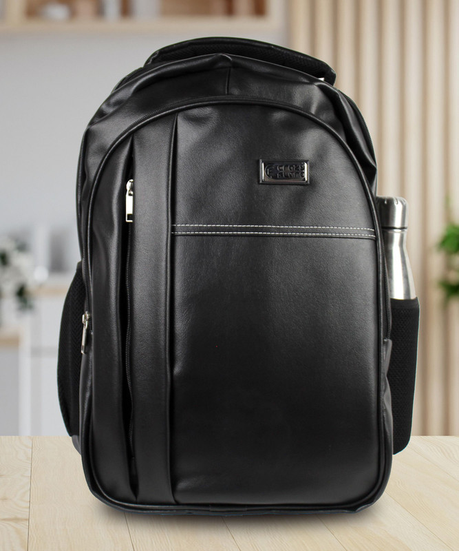 Crazy Flame Classic 28 L Black Colour Leather Finish Laptop Backpack(Black, 28 L)