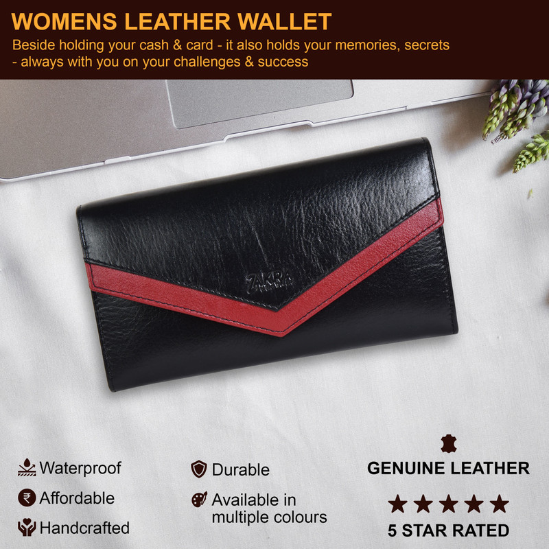 Zakra Women black flap Leather Wallet (ZL0790C) Waterproof Messenger Bag(Black, 8.5 inch)