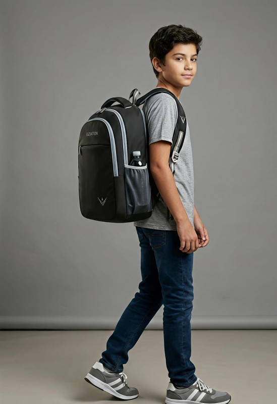 AM Creation Elevation School Backpack 28L with Free Bottle & Lunch Box 35 L Laptop Backpack(Black)