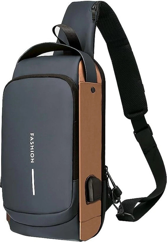 Sueriv Anti-theft Sling Bag Men Chest Crossbody USB Charging Port Waterproof (Grey) Sling Bag(Grey)