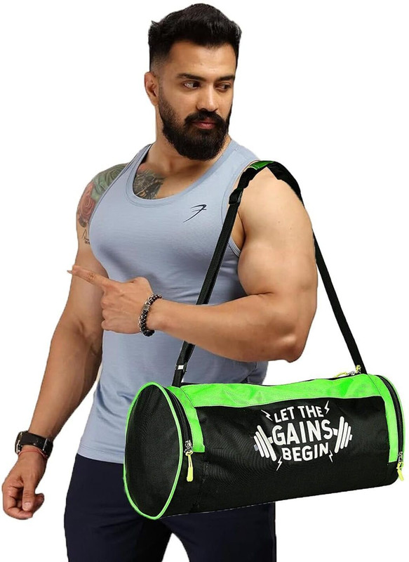 FIT FOCUS Stylish Gains Sports Duffel Gym bag With Shoe Pocket I Sport Travel gym bag Gym Duffel Bag