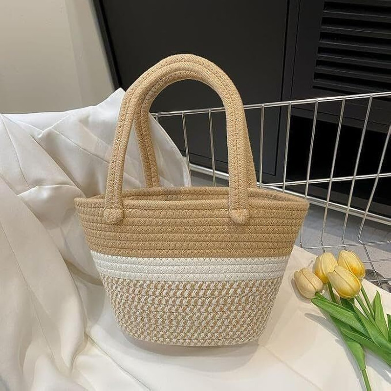 IVYLA Extra Large Boho Beach Bag Jute Bamboo Tote Eco Friendly Straw Handbag Waterproof Multipurpose Bag(Multicolor, 5 L)