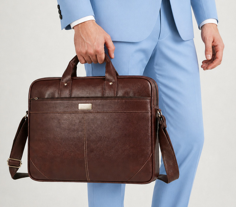 Crazy Katch Men’s Premium Laptop Office Bag with Business Messenger Bag for Work Travel Waterproof Messenger Bag(Brown, 4 L)