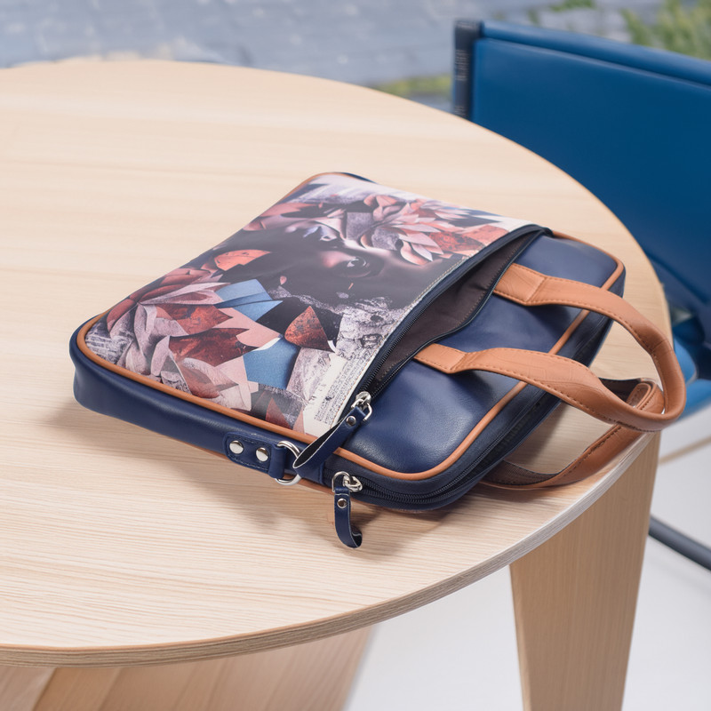 ABYS Premium Printed PU Leather Laptop Briefcase, Padded Compartment (13-14.6 Inch) Medium Briefcase - For Women(Multicolor)