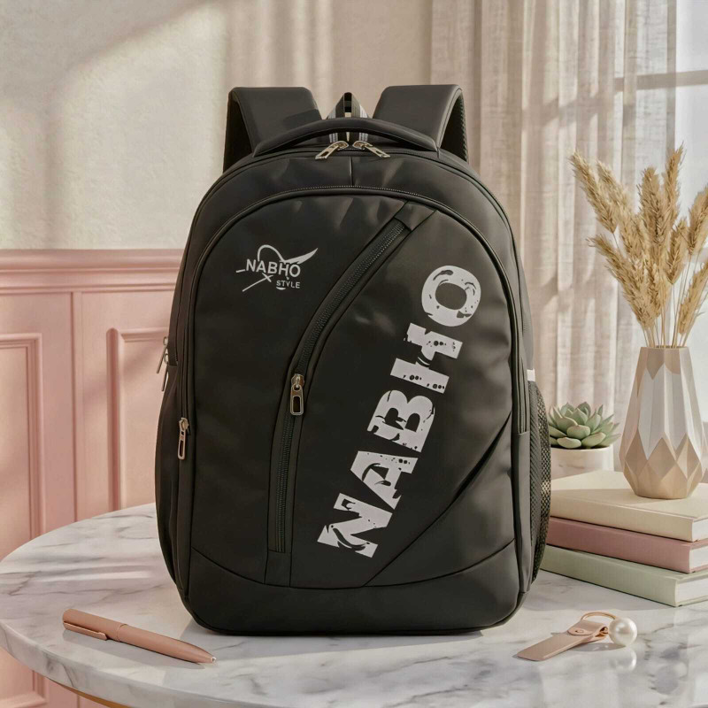 NABHO Trendy Unisex Waterproof School Bag with Padded Straps - Large Capacity Backpack(Black, 30 L)