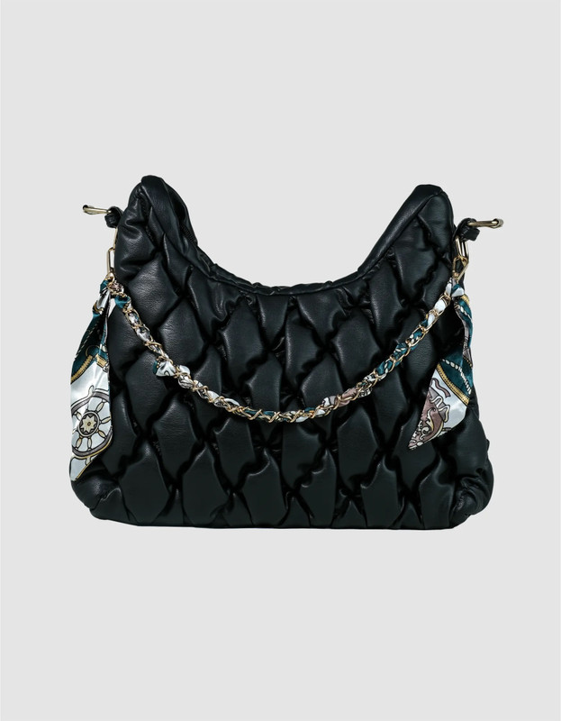stylzaa Quilted Queen Bag Messenger Bag(Black, 10 inch)