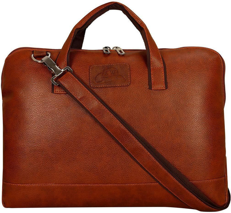 Leatherworld laptop sleeve 15.6 inch Slim Shoulder Cross Body Messenger Bag Office Bag Laptop Sleeve/Cover(Tan, 5 L)