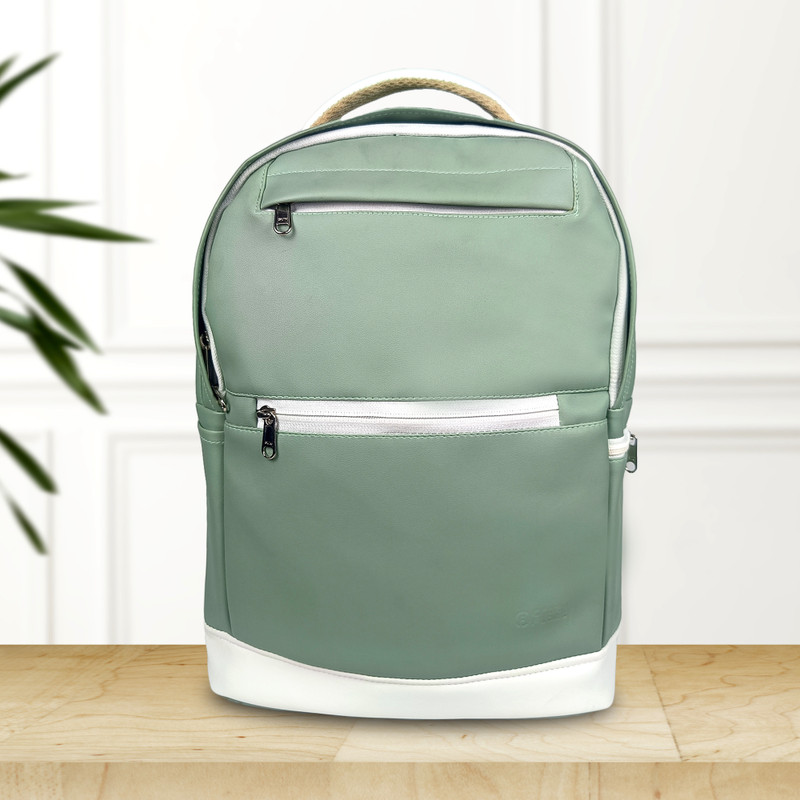 Crazy Flame Medium Unisex PU Leather Finish Light Green Laptop Backpack for Men and Women Backpack(Light Green, 24 L)
