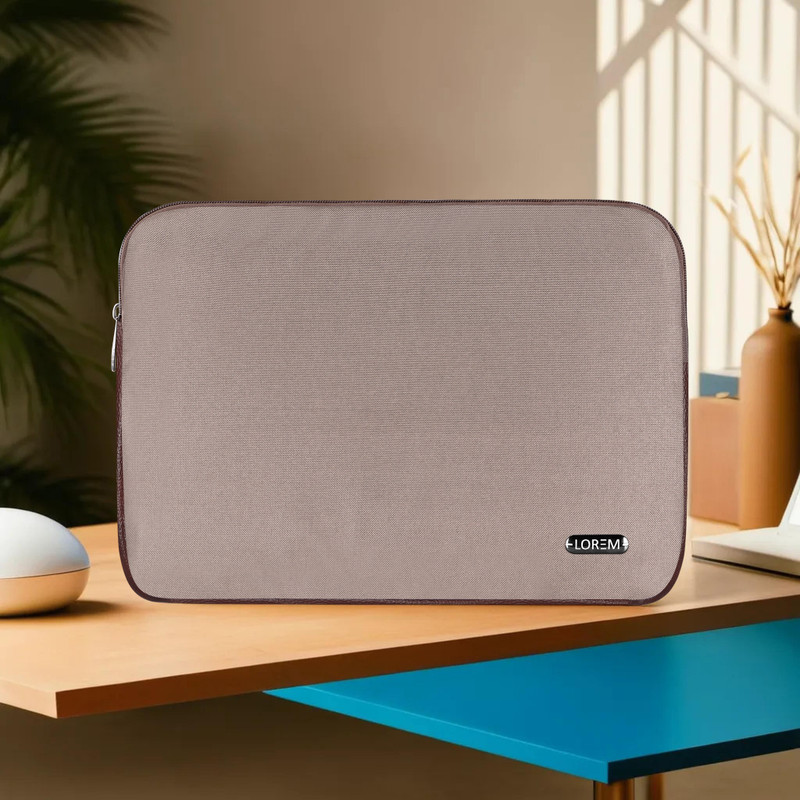 LOREM 15.6" Mink Grey & Tan Office Laptop Sleeve/Cover/Case with Zipper Closur DB-LS06 Laptop Sleeve/Cover(Cream, 15.6 inch)