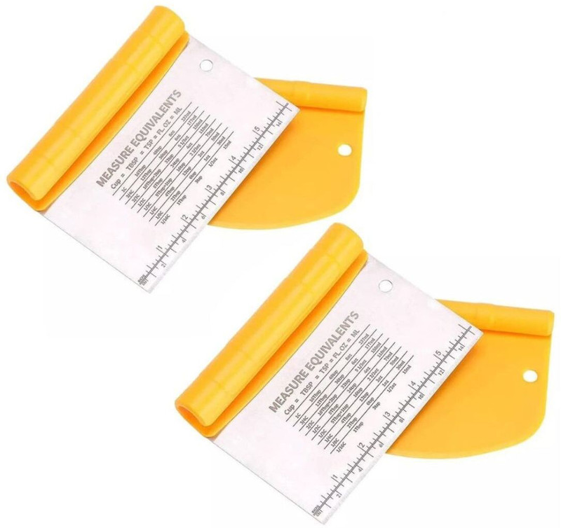 Sugalsu Bench Scraper-Stainless Steel Dough Scraper and Flexible Plastic Bowl Scraper Baking Comb(Stainless Steel Pack of 2)