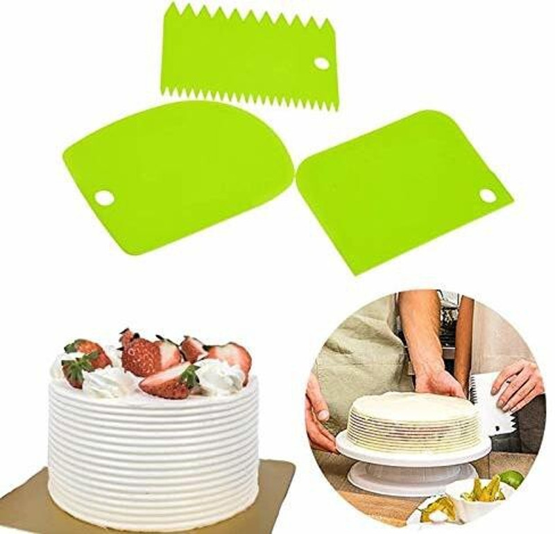 M T TRADERS Fondant Cake Scrapper Decorating Sculpting Tool Baking Comb(Plastic Pack of 4)