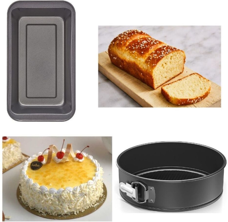 Sugernest 2 Pc Cake Baking Combo Set- Round Cake Tin | Muffin Tray Baking Comb(Carbon Steel Pack of 2)