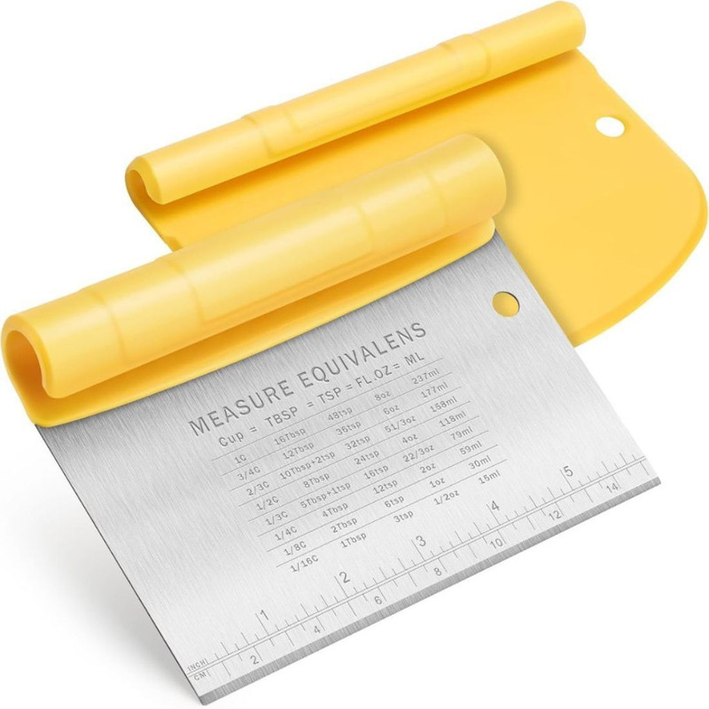 Sugalsu Bench Scraper for Baking, Stainless Steel Dough Cutter and Scraper Tool Kitchen Baking Comb(Stainless Steel Pack of 1)
