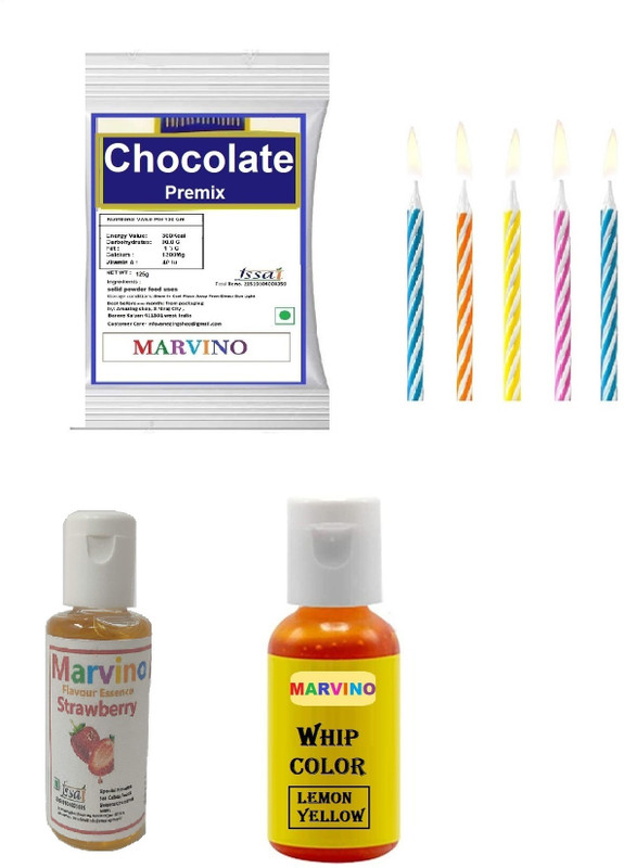 Marvino chocolate premix, essence or lemonyellow color with candle Baking Comb(Plastic Pack of 4)