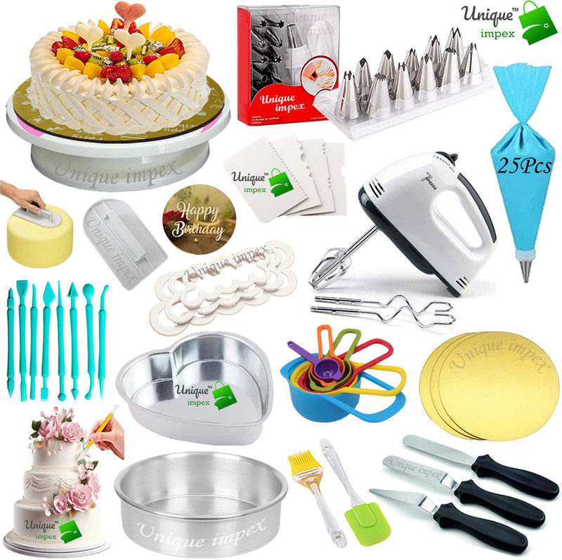 Unique Impex cake decorating items + cake making materials Kitchen Tool Set(Multicolor, Knife, Spatula, Whisk, Baking Tools, Brush)
