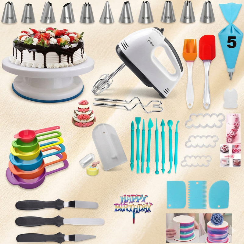 NIJAMRUT cake making materials with beater+cake baking set combo ,cake kit Baking Comb(Plastic, Stainless Steel, Silicone Pack of 1)