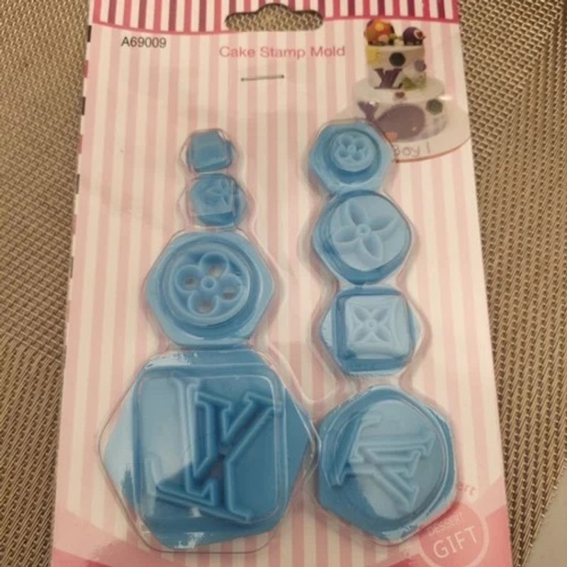 BAKERS4U Designer Logo Floral Stencil Embosser (8 Pcs) Cookie Press(Pack of 8)